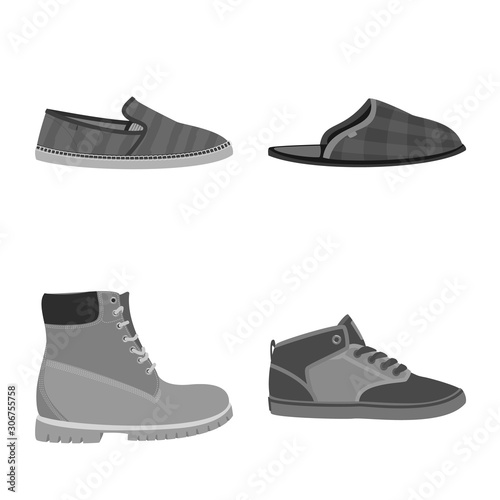Isolated object of shoe and footwear logo. Collection of shoe and foot stock vector illustration.