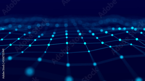 Network connection structure. Abstract technology grid background. Big data digital background. 3d rendering.