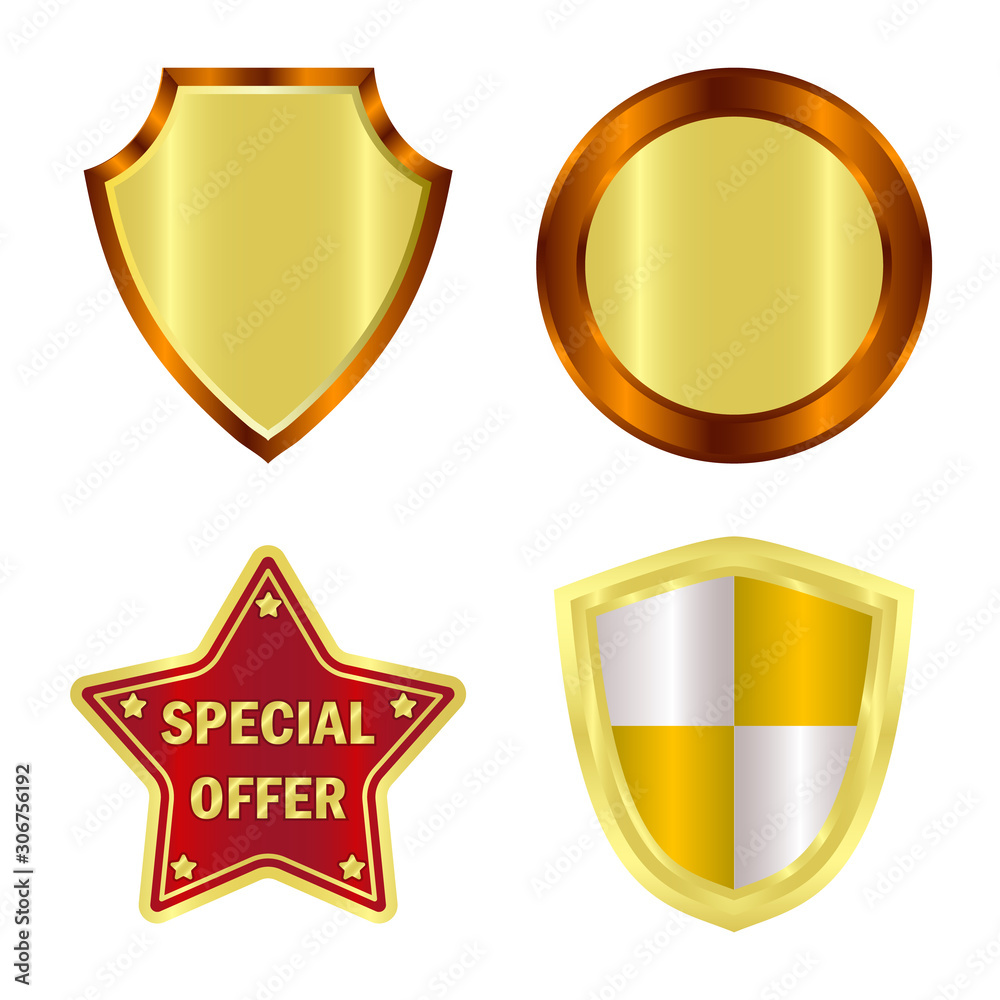Vector illustration of emblem and badge symbol. Collection of emblem and sticker stock symbol for web. Vector illustration of emblem and badge symbol. Collection of emblem and sticker stock symbol for web.