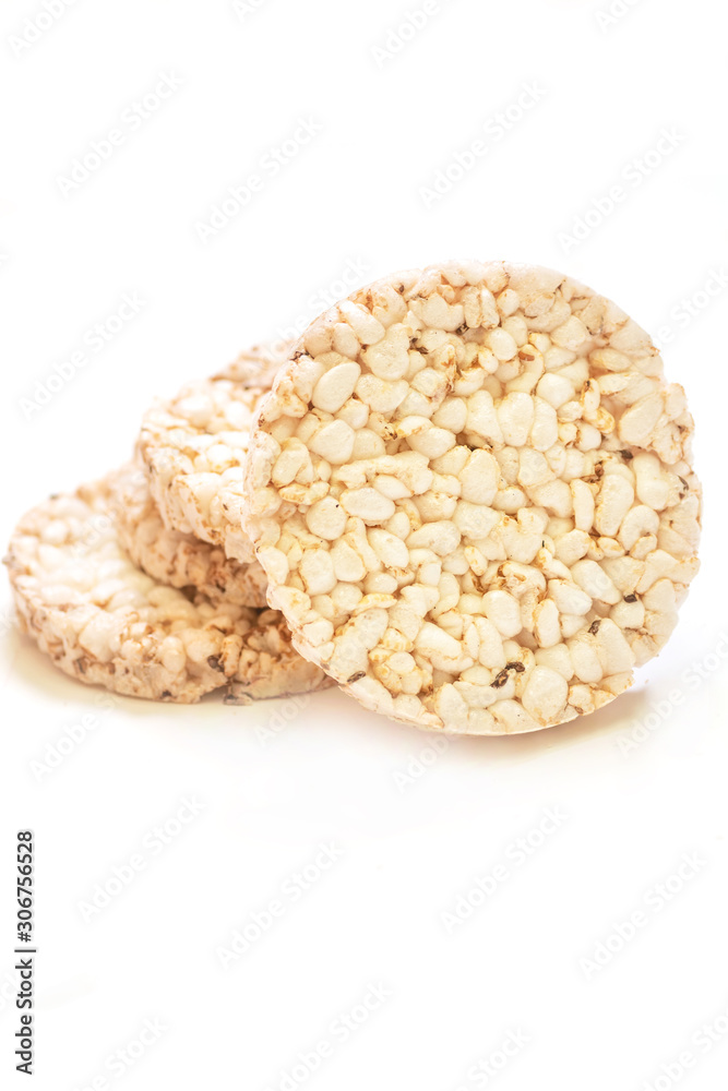 pile of  rice cookies on white background