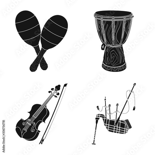 Isolated object of music and tune symbol. Collection of music and tool stock vector illustration.
