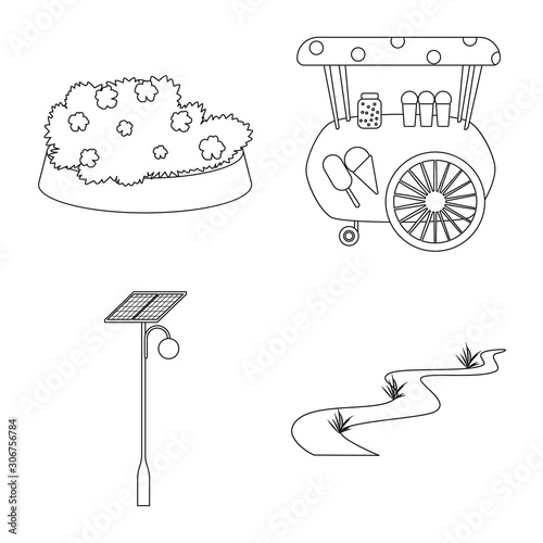 Vector illustration of landscape and nature icon. Collection of landscape and city stock symbol for web.