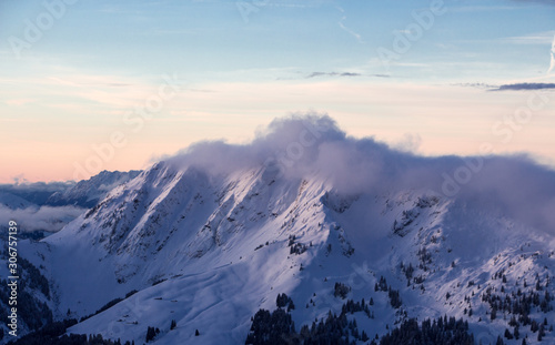 Mountain portrait Birnhorn Saalbach sunset clouds perfect blue sky purple light © Andreas