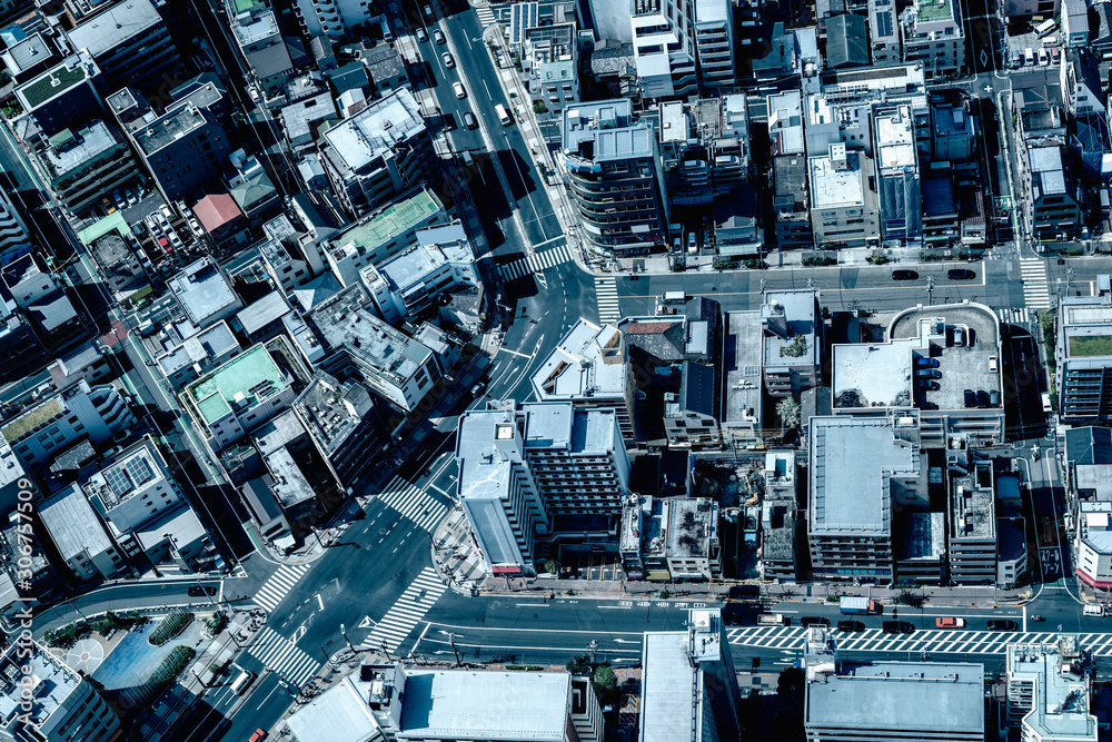 Φωτογραφία High angle view of Tokyo street and dense number of buildings, Japan