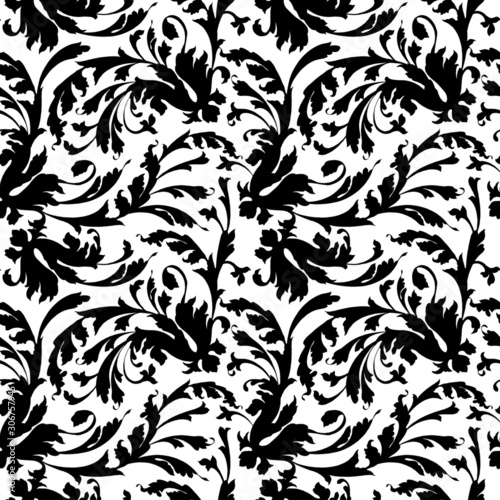 seamless pattern in classic style, isolate on a white background, baroque ornament