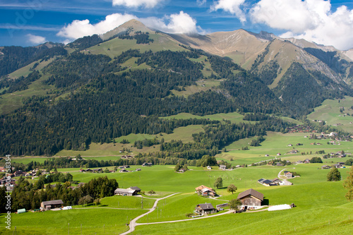 Summer muontain landscape in CHATEAU D'OEX, Switzerland photo