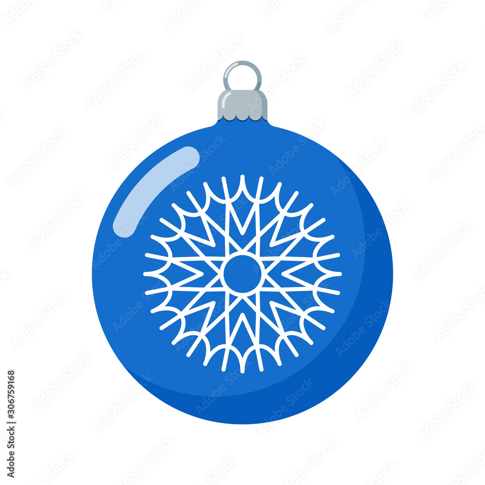 Fototapeta premium Christmas ball with snowflake isolated on white background
