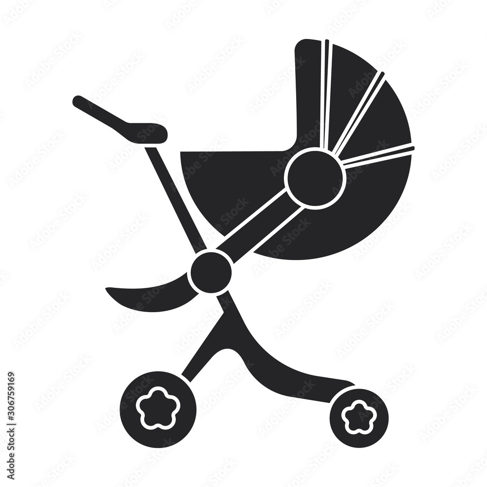 Stroller vector icon.Black vector icon isolated on white background stroller.