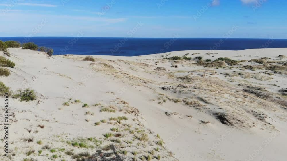 Curonian Spit. Summer. Depositional sandbar. The spit separates the salt-water Baltic Sea on the west from the freshwater Curonian Lagoon to the east. Curonian Spit. Summer. Depositional sandbar. The spit separates the salt-water Baltic Sea on the west from the freshwater Curonian Lagoon to the east.