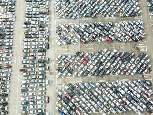 Aerial view of the customs car park