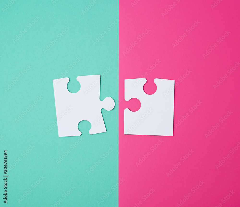 white large blank puzzles on a pink green background white large blank puzzles on a pink green background