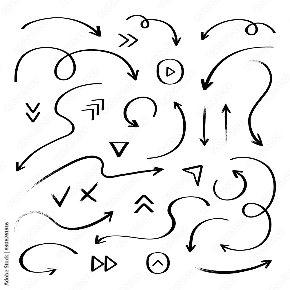 Super set different shape hand-drawn arrows. Vector graphic design Super set different shape hand-drawn arrows. Vector graphic design
