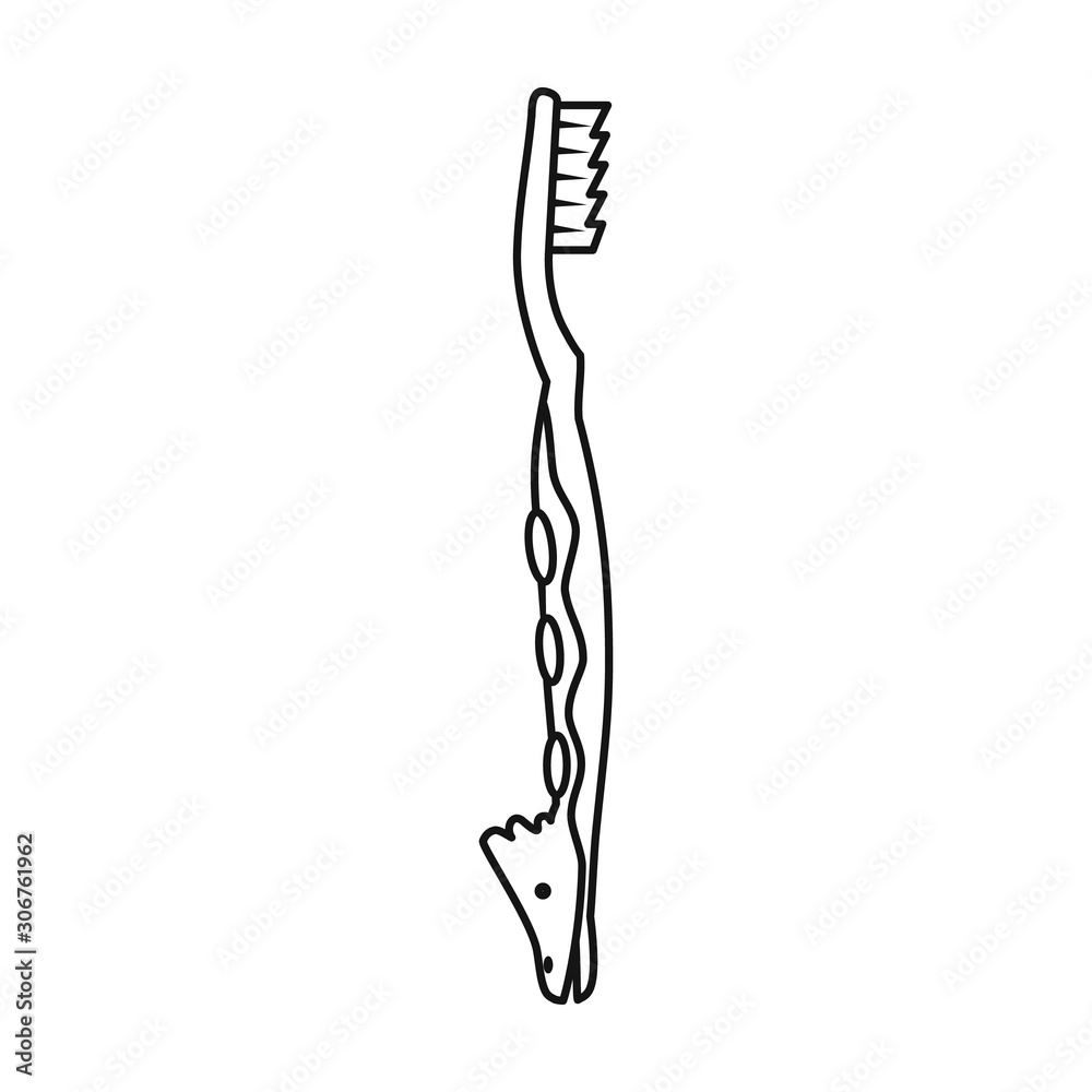 Fototapeta premium Toothbrush vector icon.Line vector icon isolated on white background toothbrush.