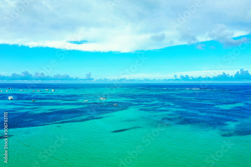 aerial view of sea and blue sky, caribbean sea