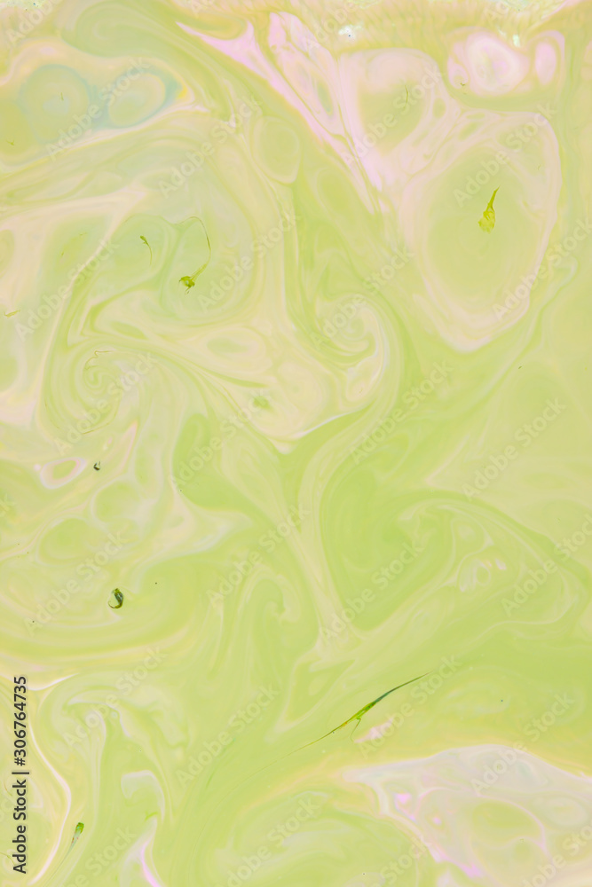 Transparent creativity. Trendy wallpaper. Abstract neon green fluid art on concrete background. Digital art. Abstract green and pink gradient background. Design backdrop