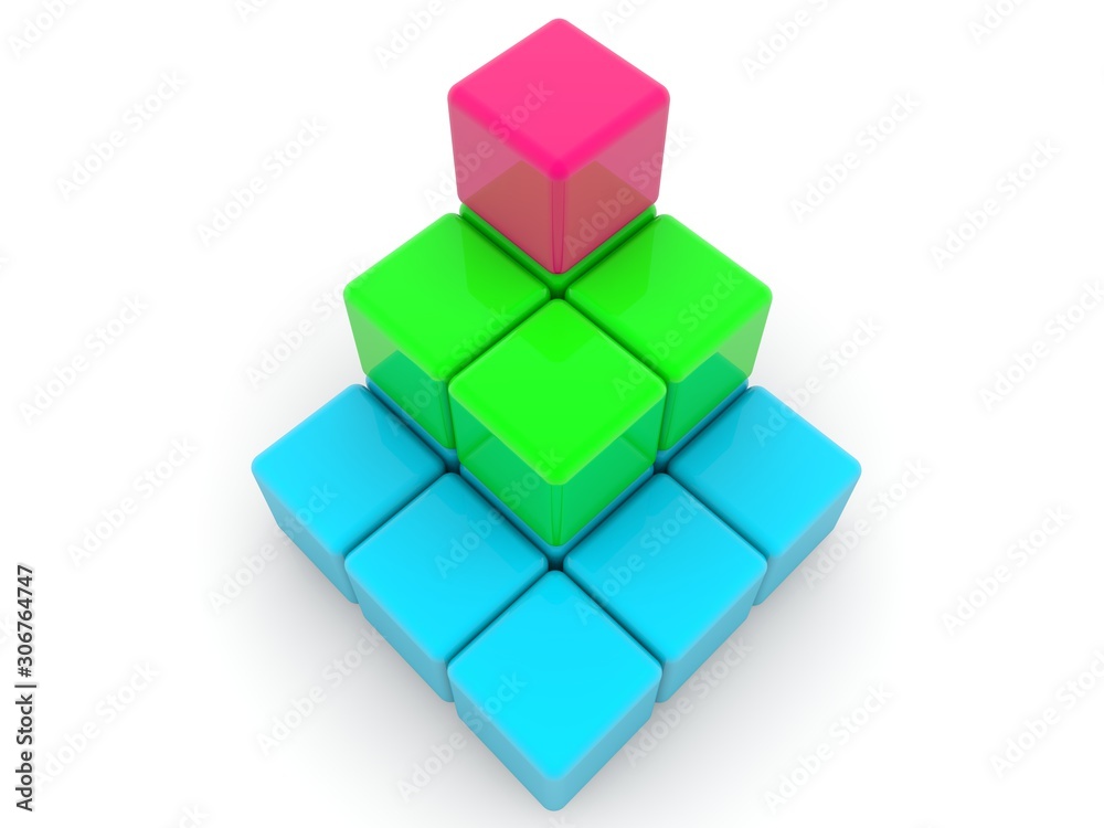Tricolor pyramid of game blocks
