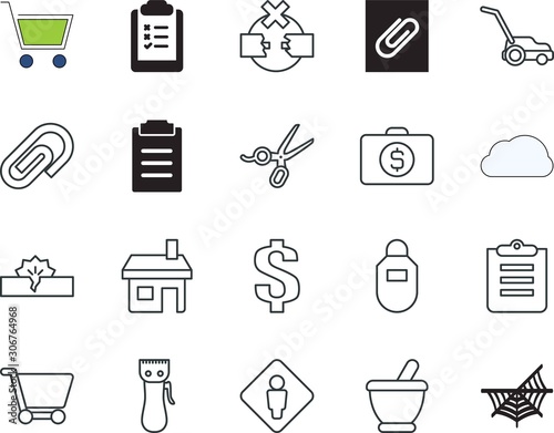 clip vector icon set such as: app, cook, outline, pinafore, drop, agreement, price, sky, herbal, icons, question, medicine, toilet, cover, paper-clip, banking, therapy, small, machine, all, hosting