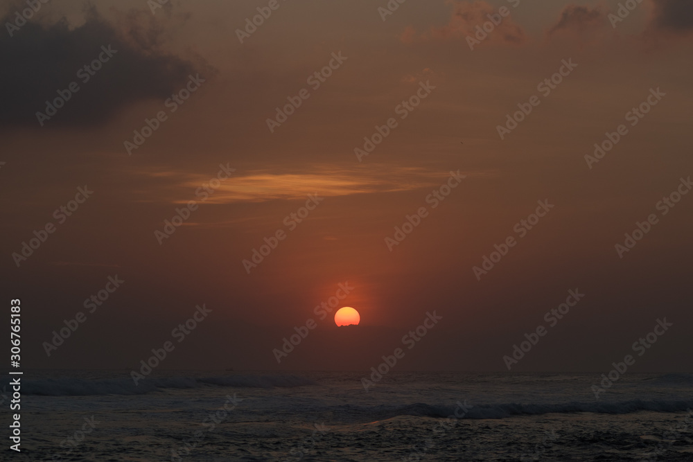 Beautiful ocean sunset in Sri Lanka