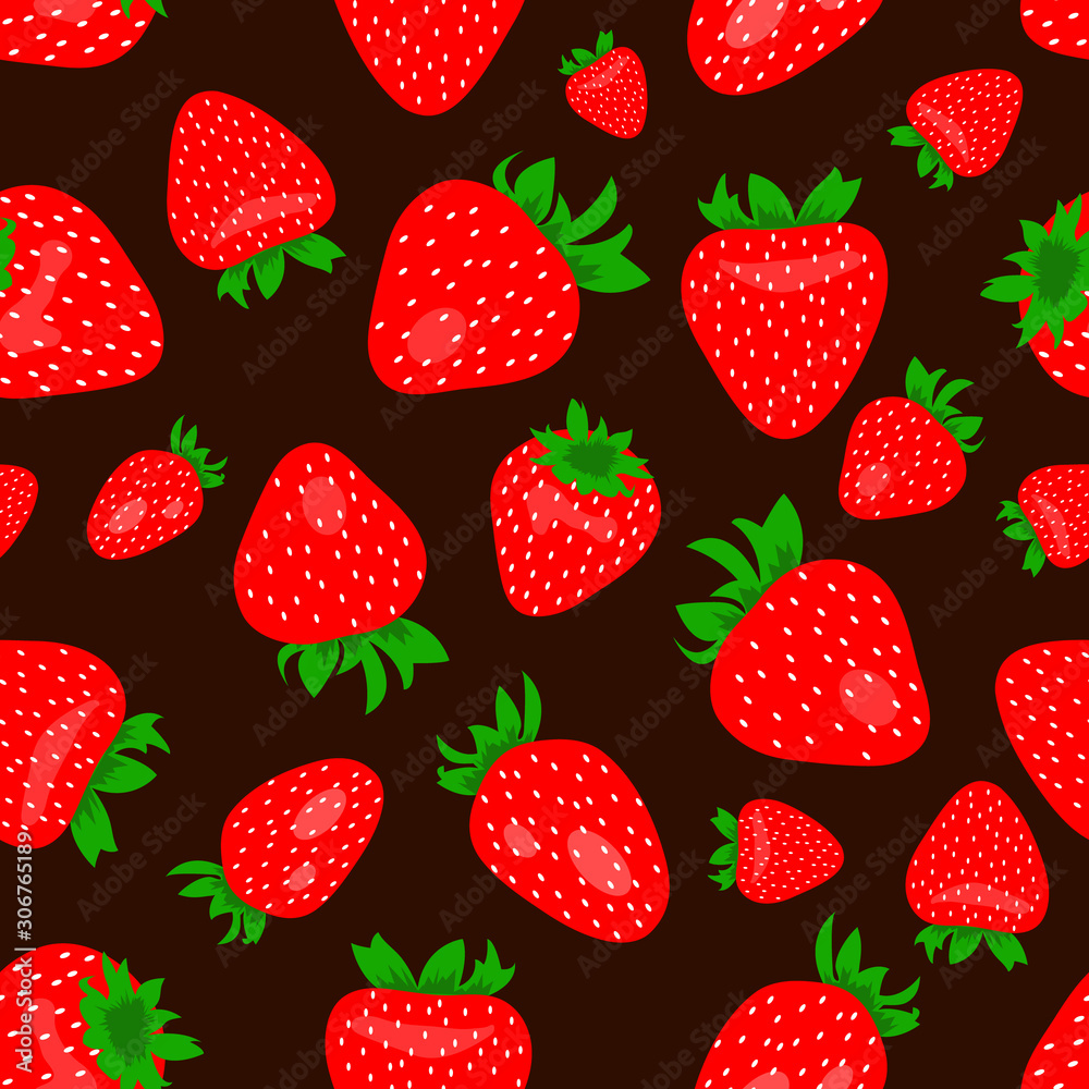 Seamless brown pattern with red strawberries as a background - Eps10 vector graphics and illustration Seamless brown pattern with red strawberries as a background - Eps10 vector graphics and illustration
