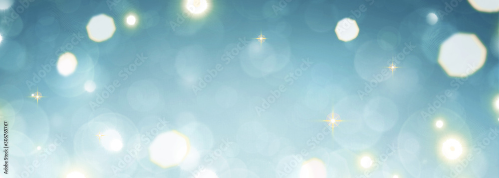 Christmas blue bokeh background.Glitter vintage lights background.