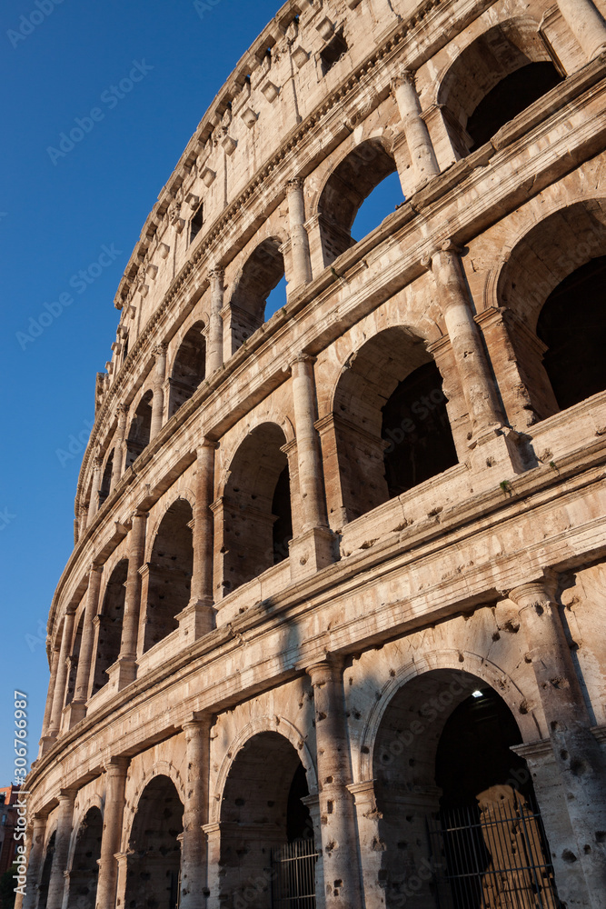 Closeup View of the Colosseum in Rome Italy