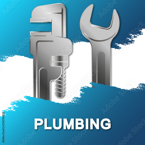 Plumbing repair wrenches and water banner for business