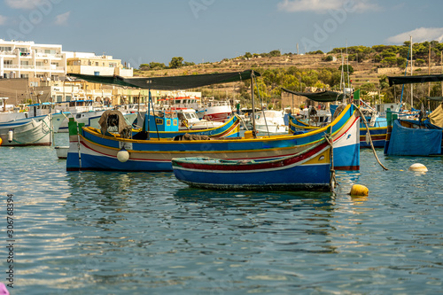 Fototapeta Naklejka Na Ścianę i Meble -  view of the harbor with boats, of marsaxlokk on malta