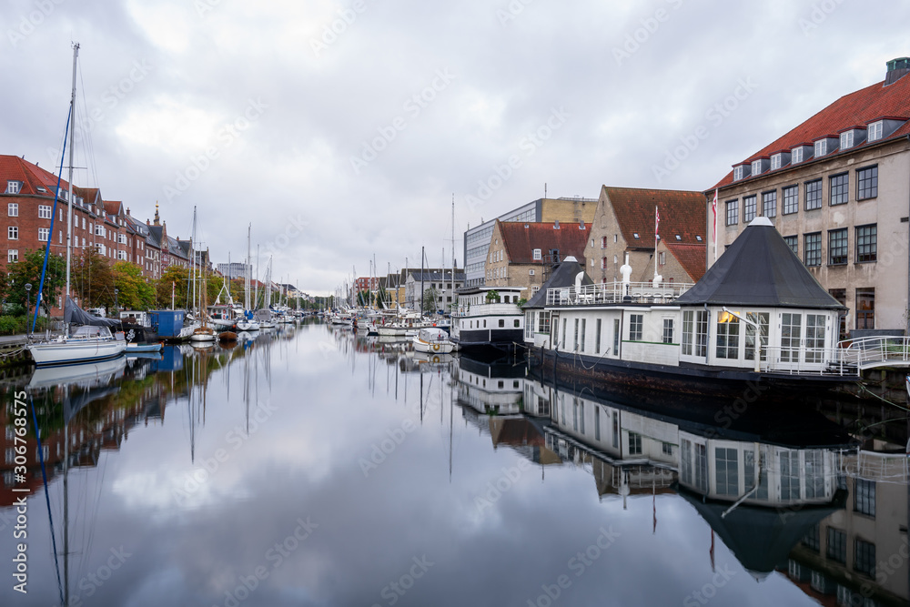 View on calm water of Nyhavn in Copenhagen View on calm water of Nyhavn in Copenhagen