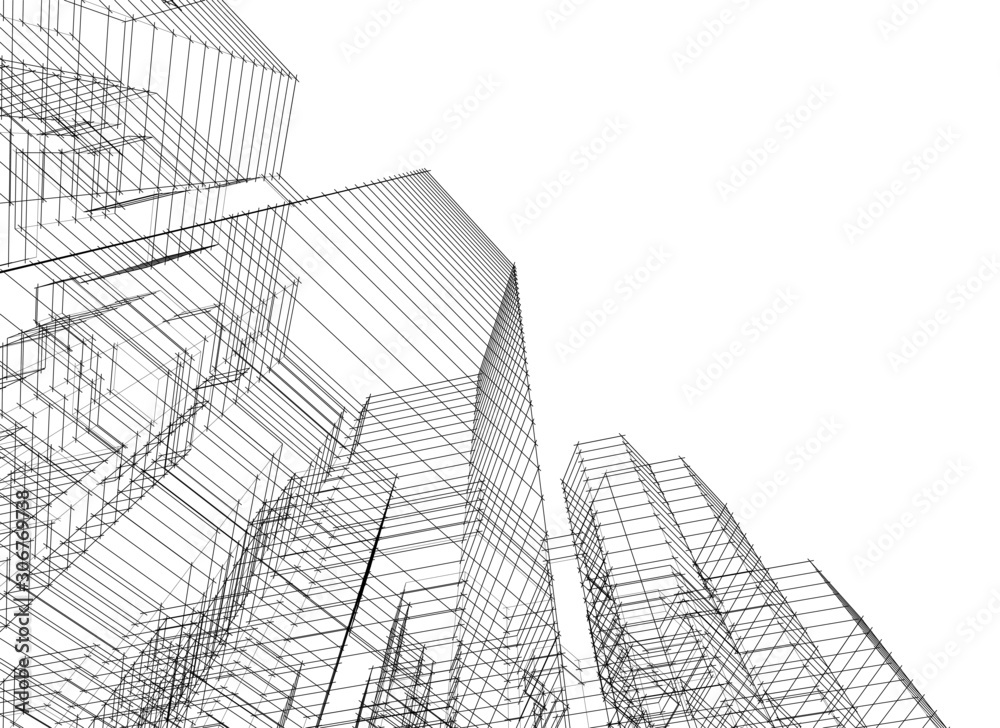 Architecture building 3d. Concept sketch. Vector backdrop Stock Vector |  Adobe Stock