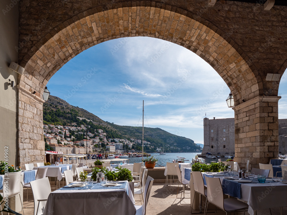 View across Dubrovnik Old Port area, Croatia