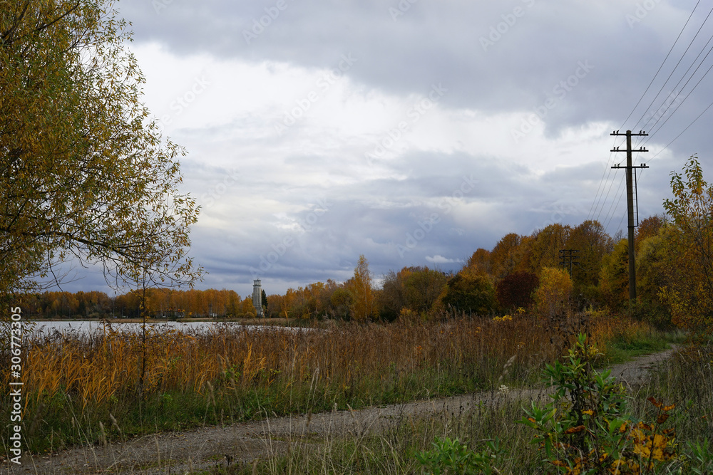 autumn, landscape, lake, water, forest, river, 