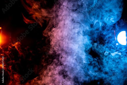 Red and Blue Smoke Column with Lights