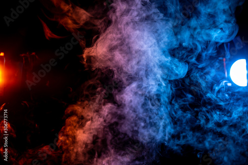 Blue and Red Smoke with Lights