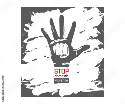 Stop Domestic Violence Stamp. Vector poster gray