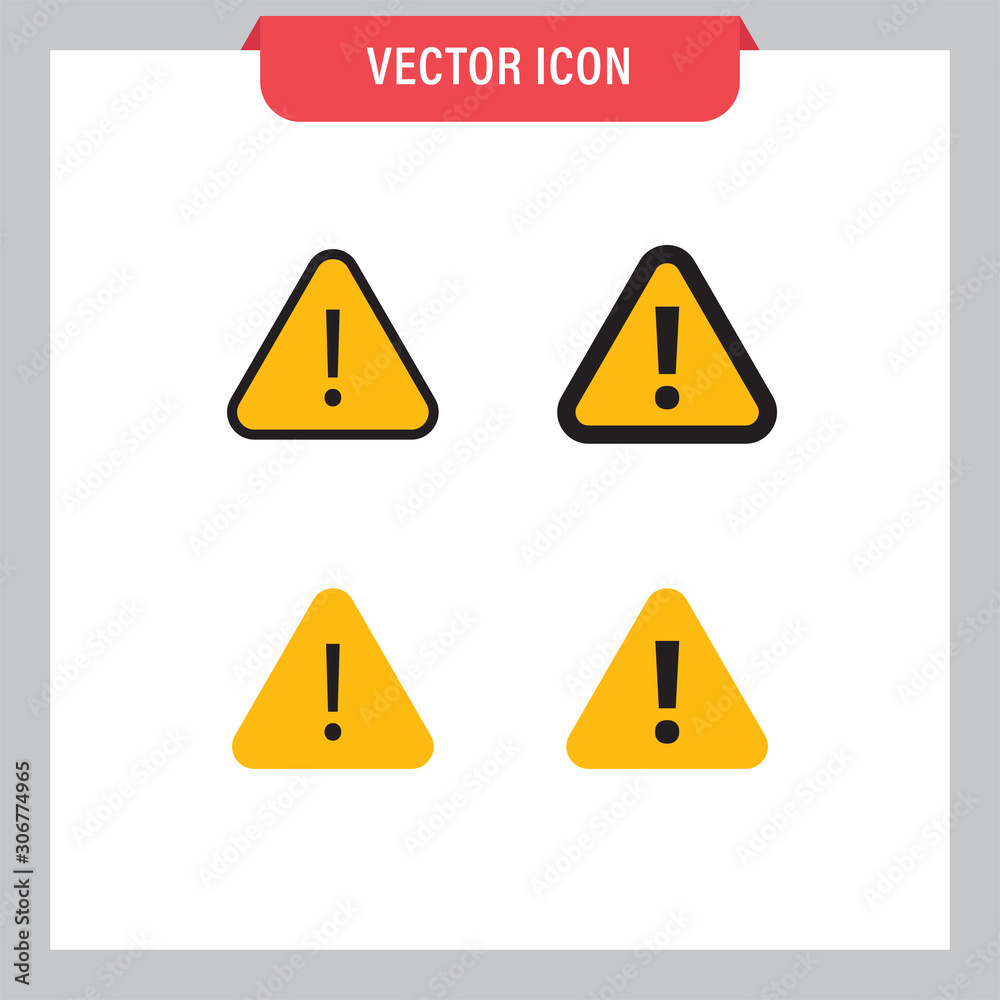 Attention icon set, danger symbol vector. Triangle sign with exclamation mark collection. Attention icon set, danger symbol vector. Triangle sign with exclamation mark collection.
