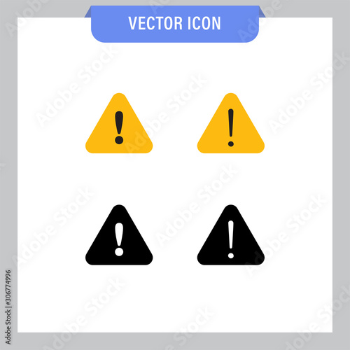 Attention icon set  danger symbol vector. Triangle sign with exclamation mark collection.