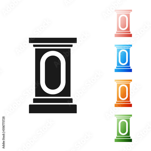 Black Stage stand or debate podium rostrum icon isolated on white background. Conference speech tribune. Set icons colorful. Vector Illustration