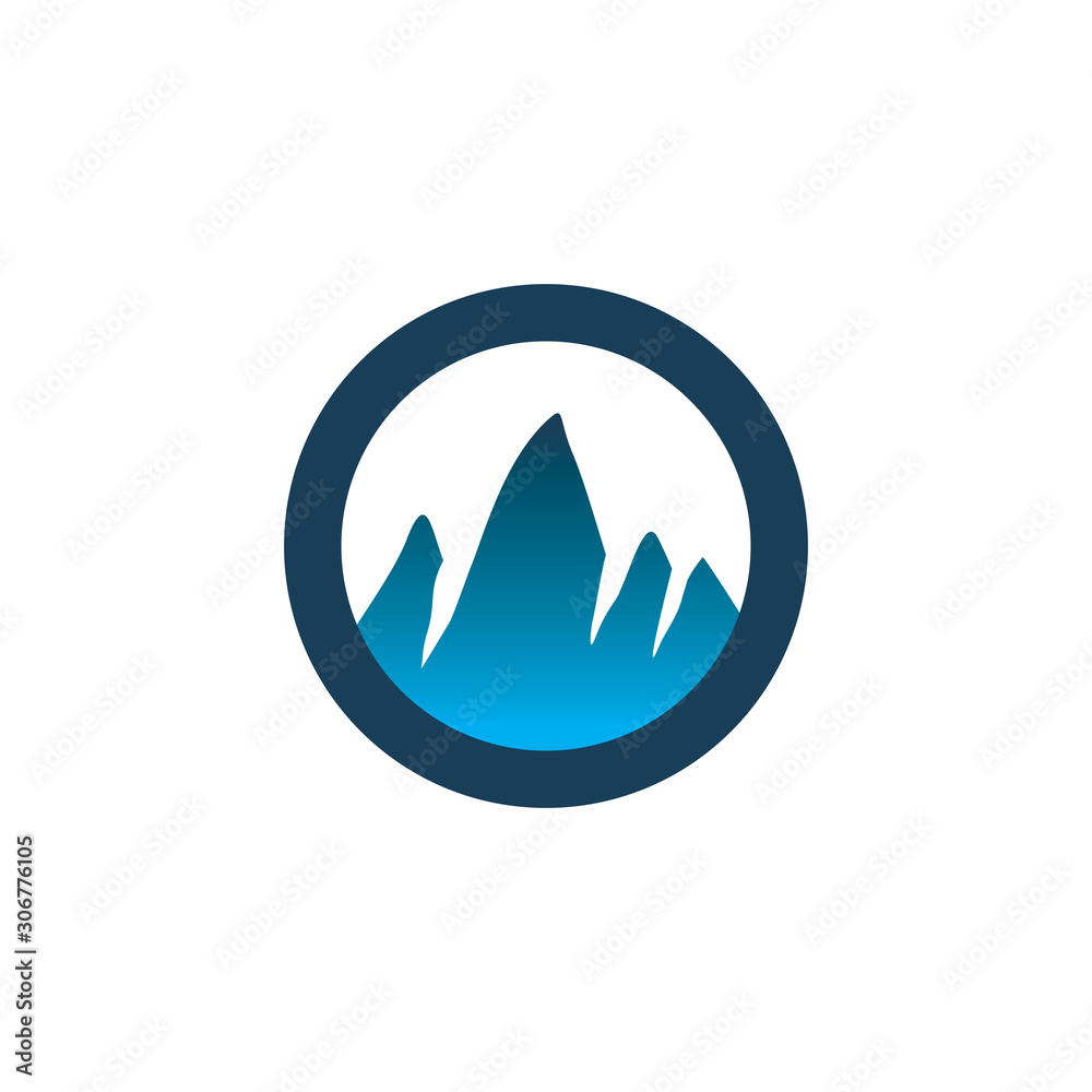 circle color mountain logo design circle color mountain logo design