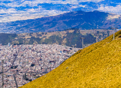 Ecuador, panoramic view of the southern part of Quito from Rucu Pichincha volcano