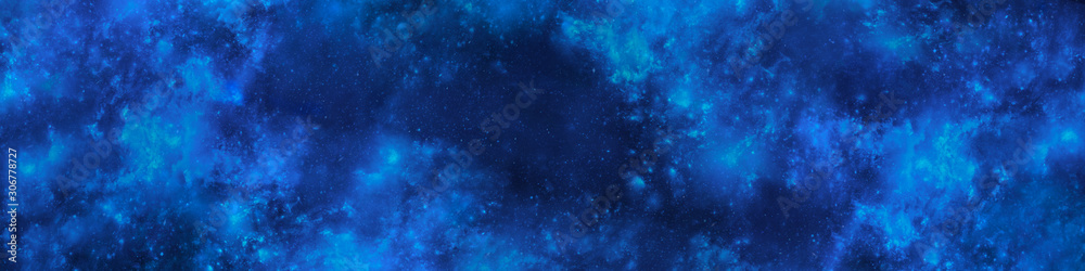 Outer space web banner with clouds, nebulas and stars