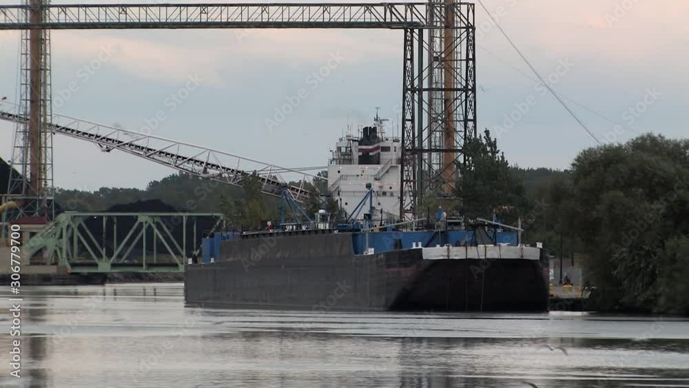 Freighter on River Rouge in Detroit, USA. Freighter on River Rouge in Detroit, USA.
