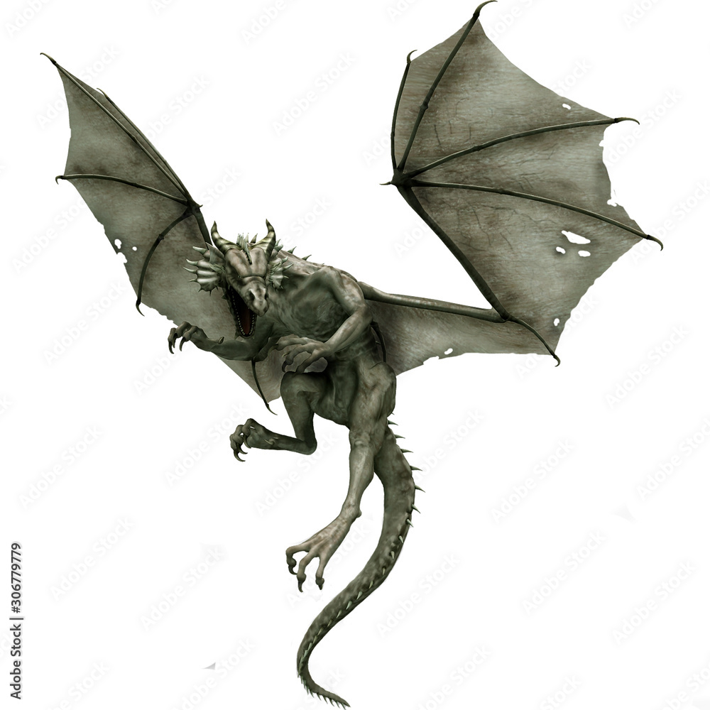 gray dragon flying dragon fantasy animal Mythological creature Stock  Illustration | Adobe Stock