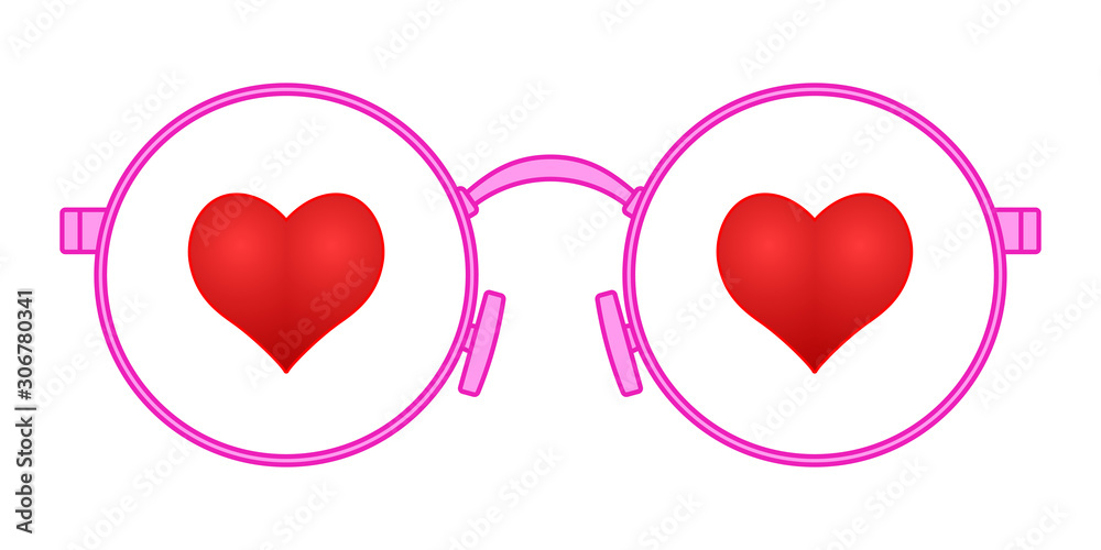 Heart eyeglasses illustration