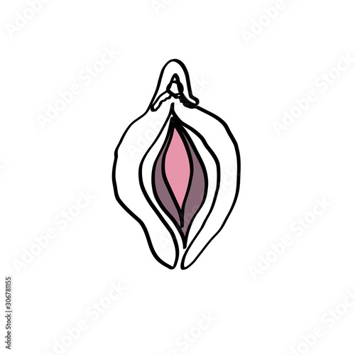 Vulva gezeichnet mit einer Linie photo