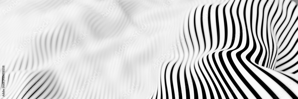 Abstract striped surface, black and white original 3d rendering Abstract striped surface, black and white original 3d rendering