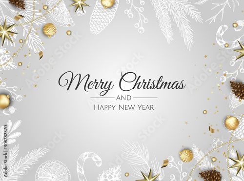 Merry Christmas background with christmas element. Vector illustration