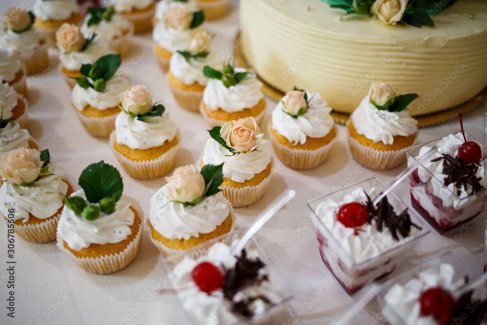 Beautiful and delicious cakes on a festive day Beautiful and delicious cakes on a festive day