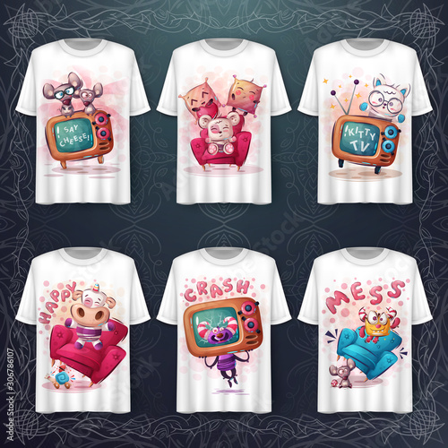 Cute animals illustration and merchandising