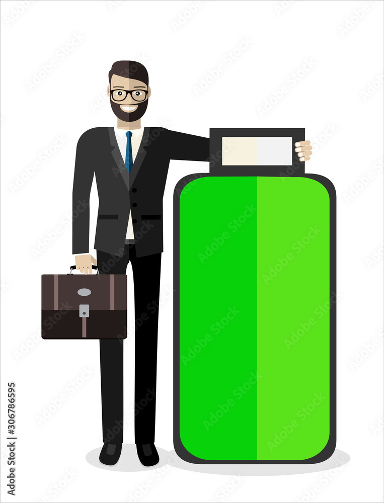Businessman character full of energy. Good morning. Vector flat illustration Businessman character full of energy. Good morning. Vector flat illustration