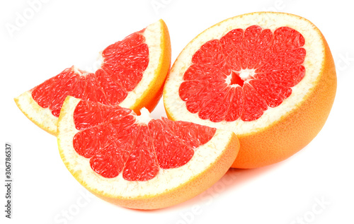 healthy food. sliced grapefruit isolated on white background